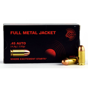 Cartus cu glont cal. .45 ACP (.45 AUTO), GECO FMJ, 14.9g